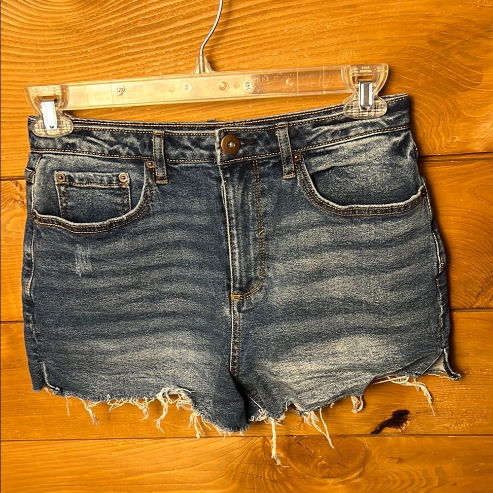 a loves A Women's Shorts blue Denim Jean 29 Distressed Frayed Stretch high rise‎